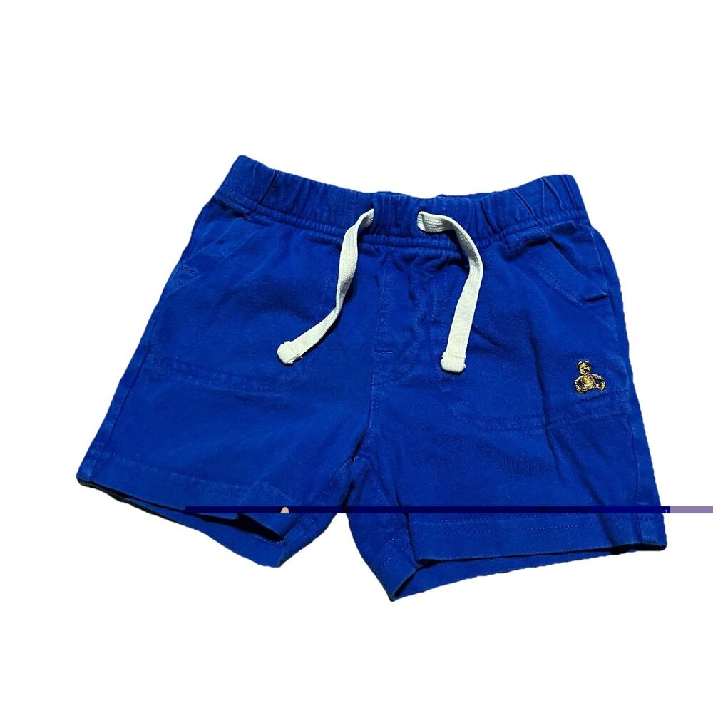 Baby Gap Brannan Bear Blue Pull On Knit Shorts Pocket Size 12-18 Mths Drawstring